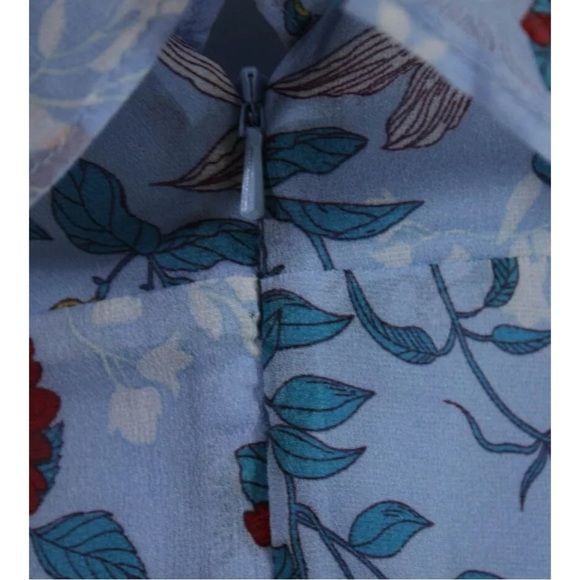 NWT Bardot x Revolve Blue Floral Cold Shoulder Ruffle Hi Low Midi Dress XS - Picture 14 of 16